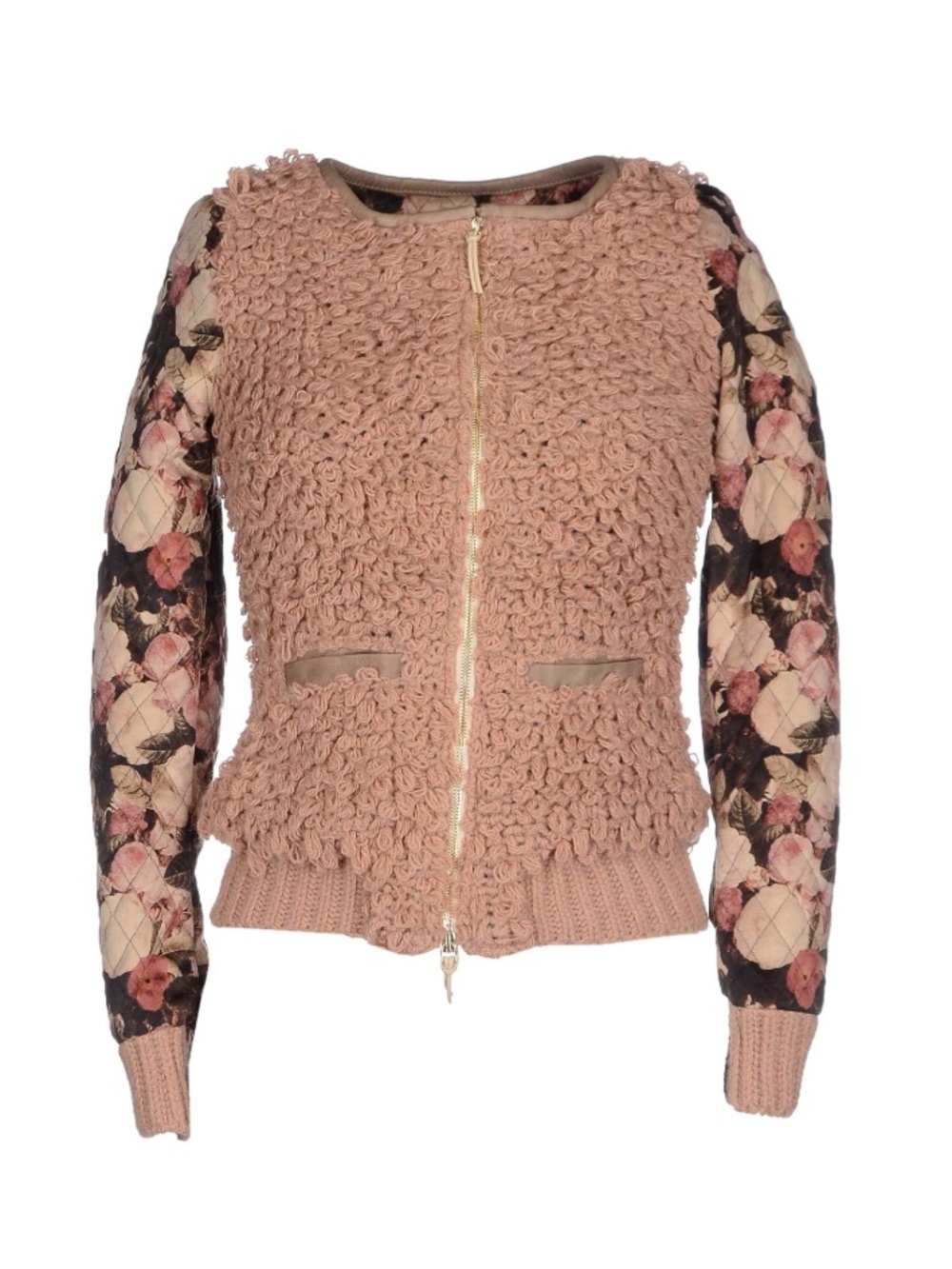 Shibumi Floral Taupe Zipper Jacket